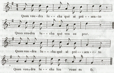 Partition intitulée L’Air de la lutte d’Henri Rolland, publiée en 1841 dans Les Français peints par eux-mêmes, associée aux pratiques de lutte traditionnelle.